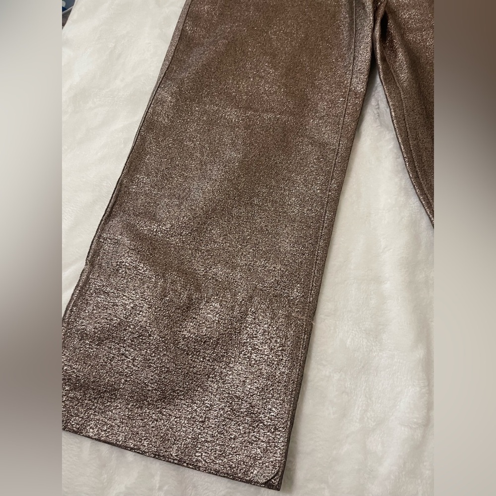 Madewell  Wide gold sparkle metallic trouser pant 28 festival 70s capri - Picture 10 of 13